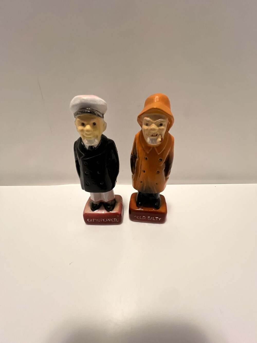 Vintage Cap'n Pepper & Old Salty Salt and Pepper Shakers Set Ceramic
